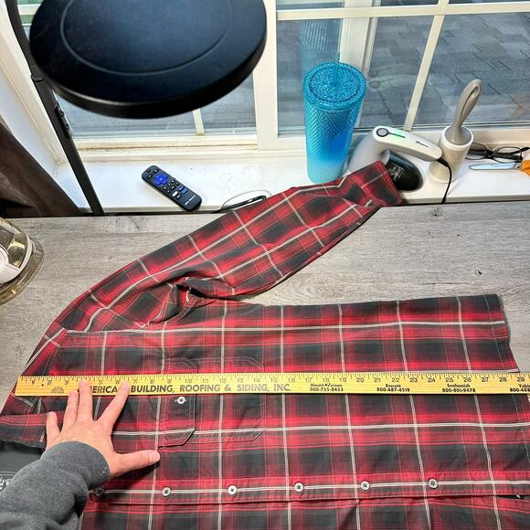 Kuhl Response Eluxur Long Sleeve Button Down Plaid Shirt Red Black Large - Picture 11 of 13